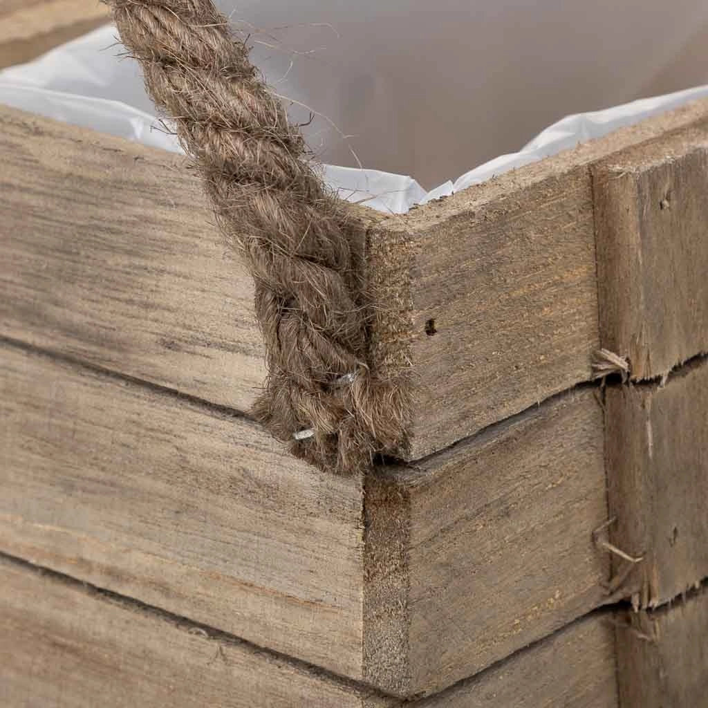 Cesto in legno con manici marroni 27x11x11h