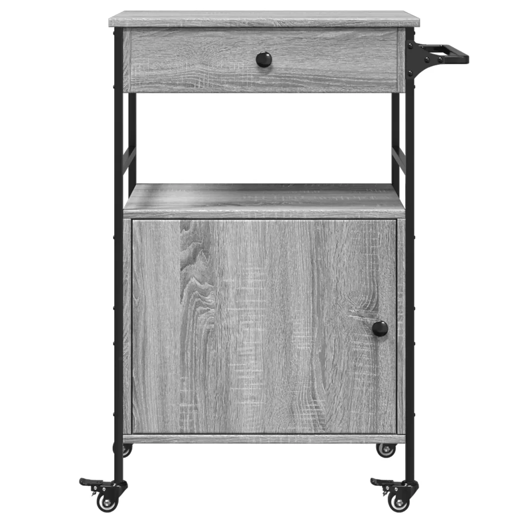 Carrello da Cucina Grigio Sonoma 56x43x89,5cm Legno Multistrato CFW3382239