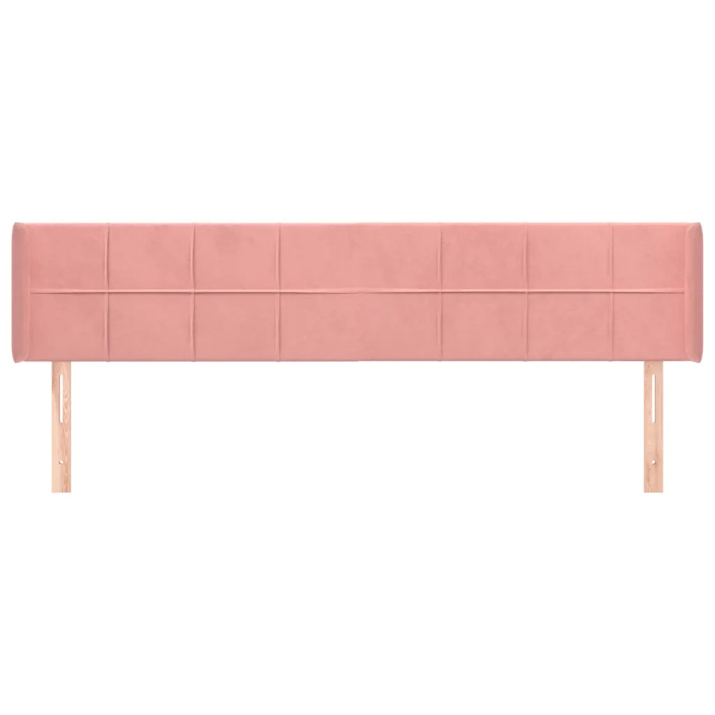 Testiera | Testata ad Orecchio Rosa 203x16x78/88 cm in Velluto