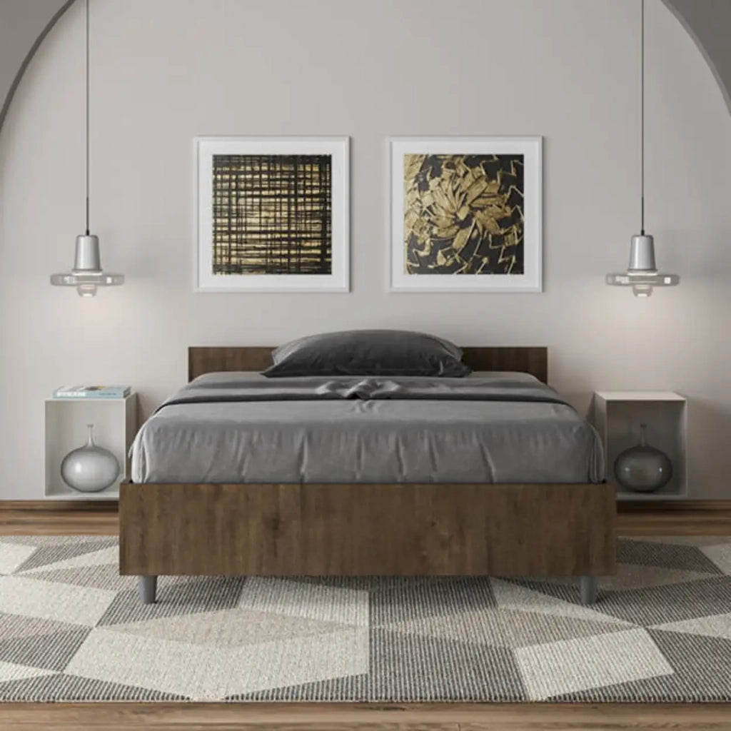 Letto una piazza e mezza contenitore 120x190 noce Nuamo