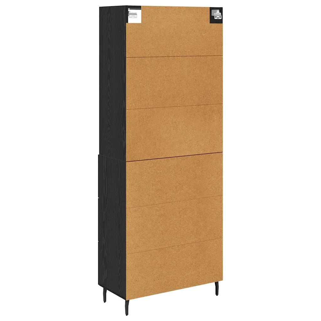 Credenza | Madia | Buffet da pranzo | Armadio da pranzo con cassetto Rovere Nero 69,5 x 34 x 180 cm