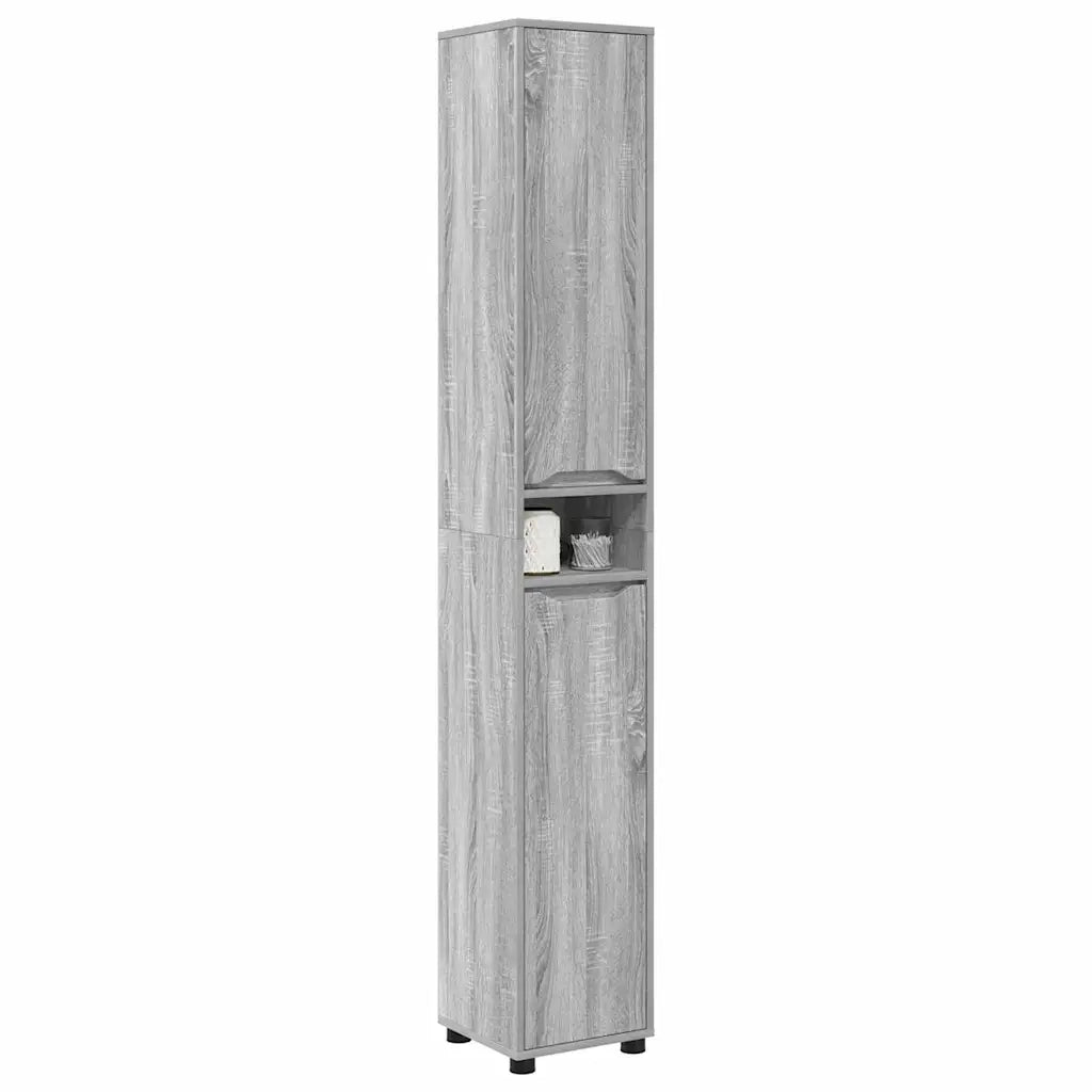 Mobile da Bagno con porta Grigio Sonoma 30,5 x 30 x 195 cm