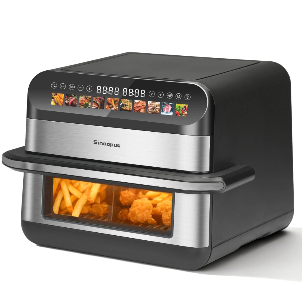 Friggitrice ad aria ULEVR 10 L a doppio cestello con controllo indipendente, 10 programmi, nera