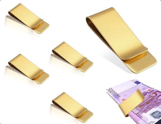 Portafoglio elegante in acciaio inossidabile - 4 pezzi - Portatile - Progettato per essere sottile - Adatto per Uomini/Donne - Spazio per banconote/ biglietti da visita - Portafoglio con clip