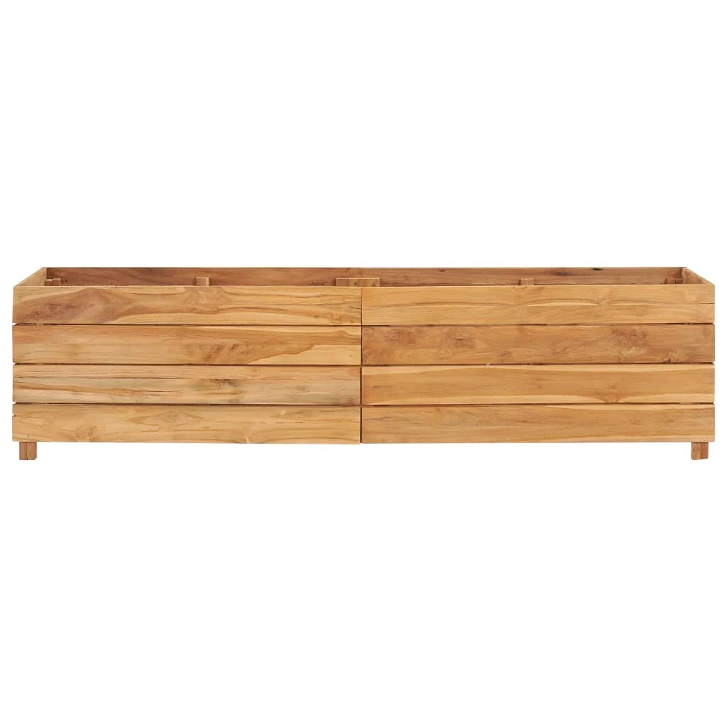 Aiuola rialzata per piante e fiori 150 x 40 x 38 cm legno di teak riciclato e acciaio 02_0000912