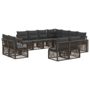 Set Divano da Giardino 11 pcs Grigio e Grigio Scuro polyrattan 3435158