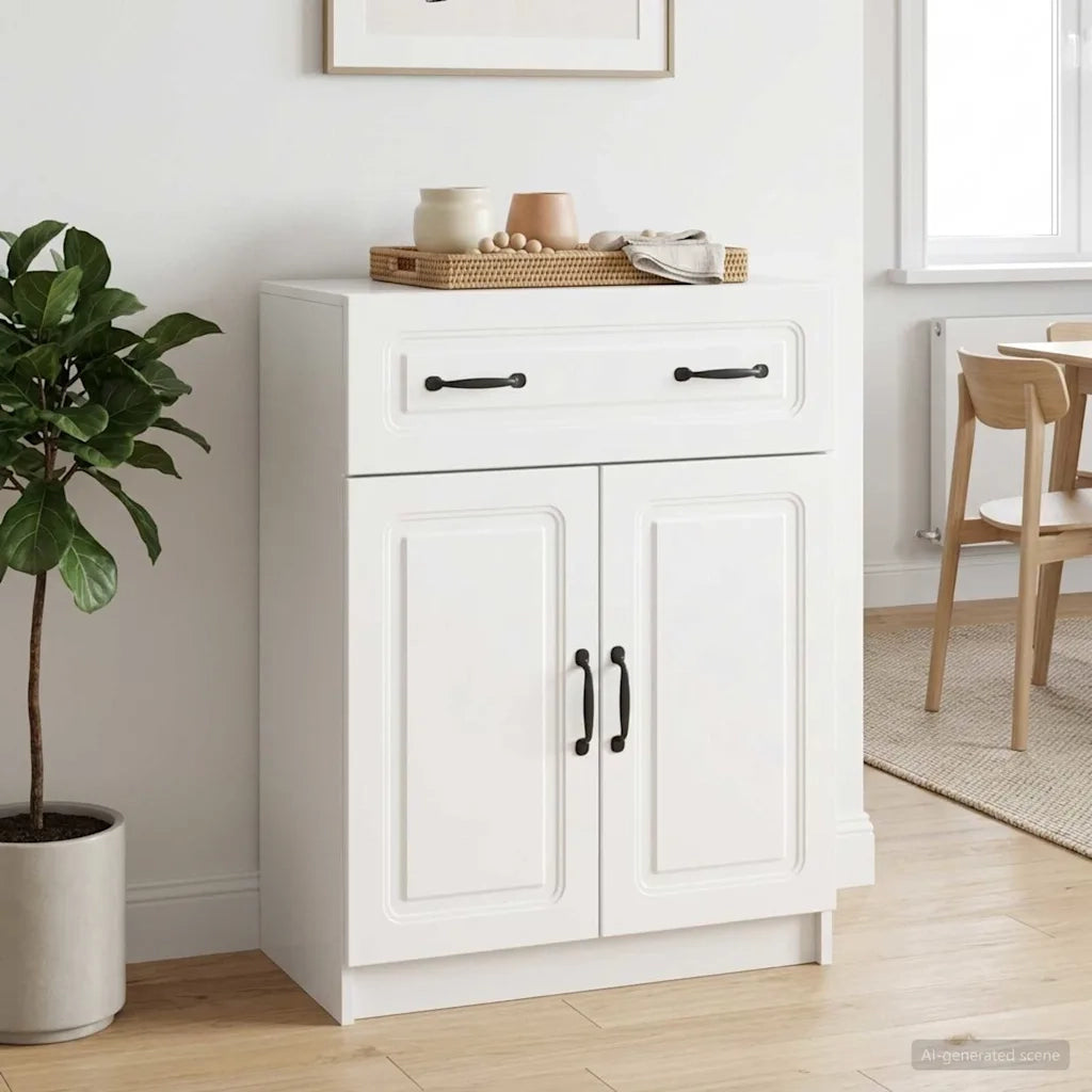 Credenza Bianco Lucido 66 x 34,5 x 87 cm Legno ingegnerizzato 895789