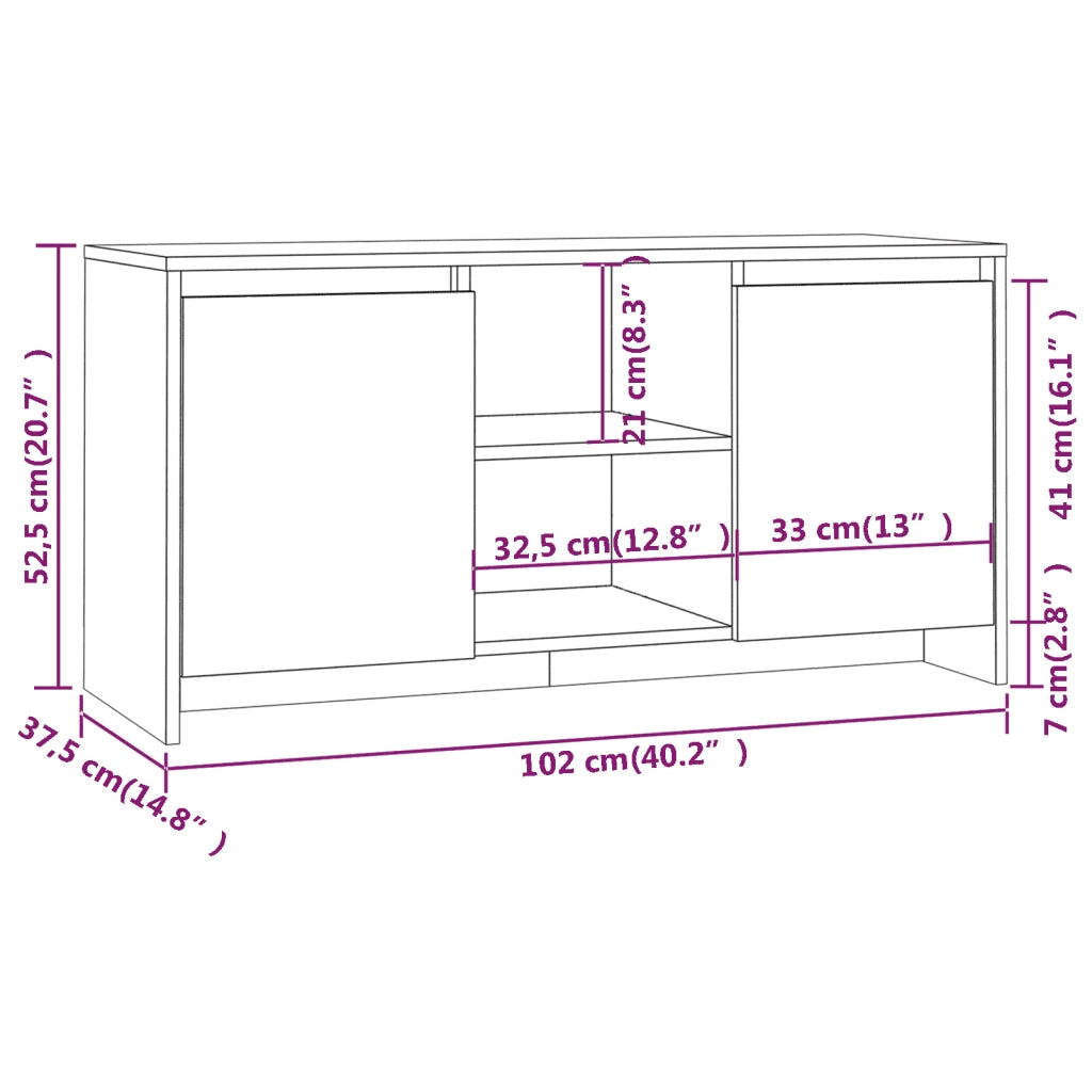 Mobile Porta TV Grigio Sonoma 102x37,5x52,5 cm in Truciolato 813021
