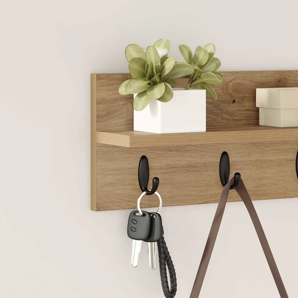 Appendiabiti a muro Rovere artigianale 40 x 10,5 x 18 cm 874386
