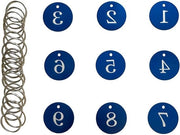 Etichette numeriche in alluminio 35MM rotonde con anello di chiusura - Nummertag blu per ristoranti e hotel - Set da 50 pezzi