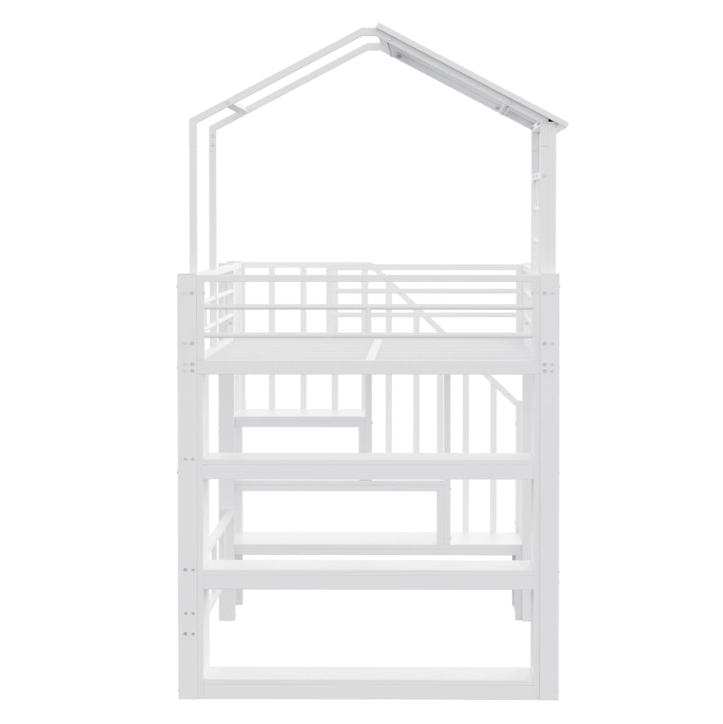 Letto a soppalco multifunzionale 90x200 cm con scala contenitore e ripiani integrati