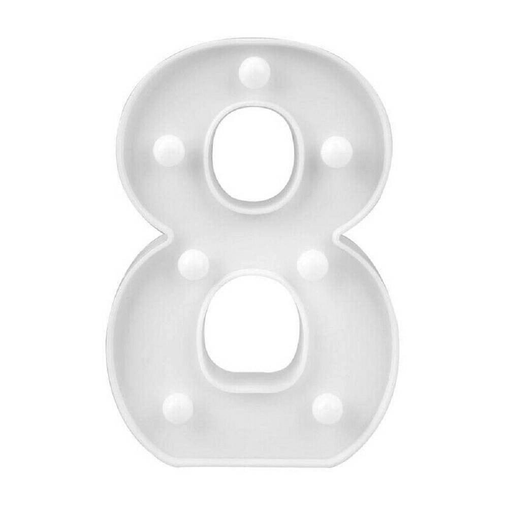 Trade Shop - Numero 8 Luminoso Bianco A Led Decoro Per Eventi Feste Luce Calda 3000k 16x3cm -