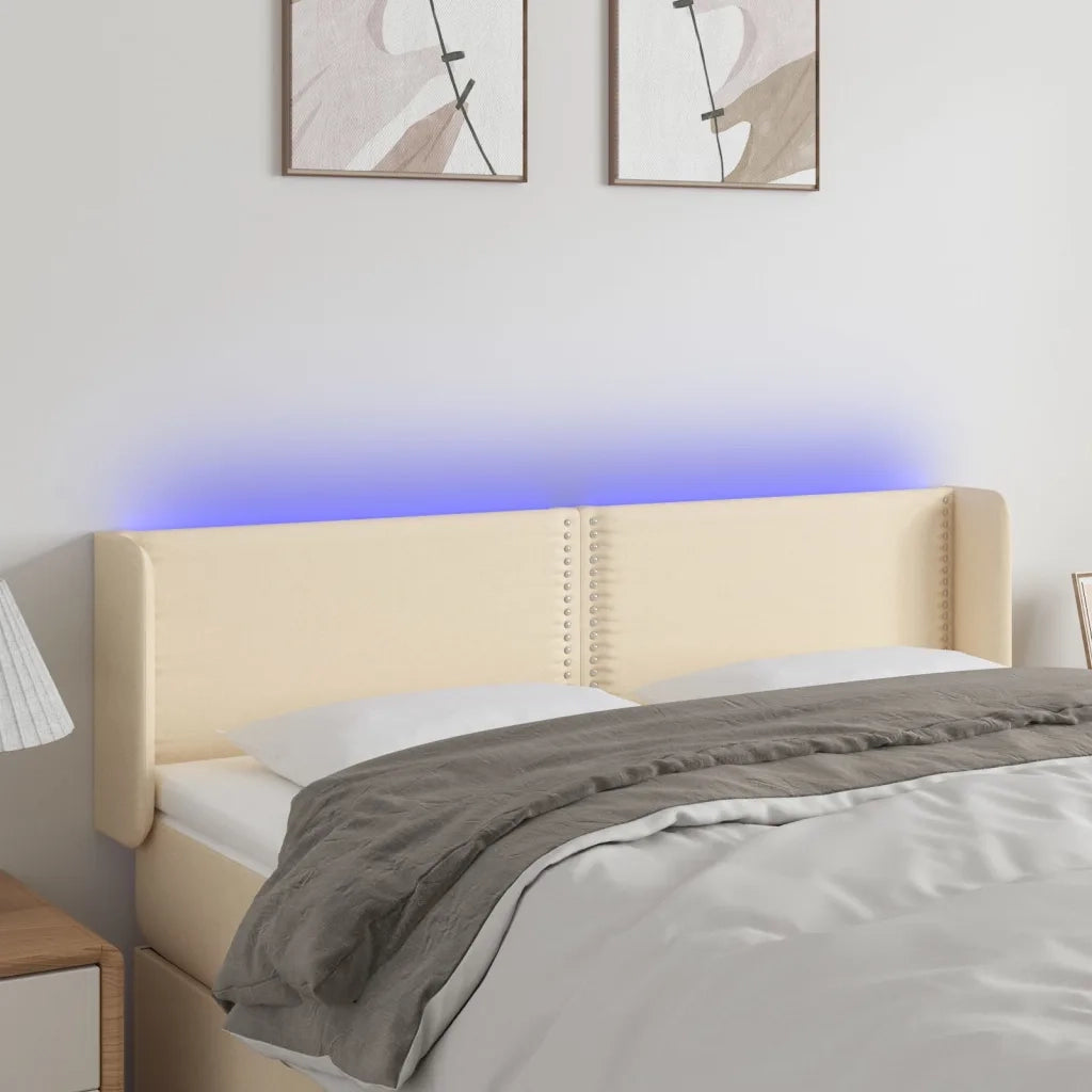 Testiera | Testata a LED Crema 147x16x78/88 cm in Tessuto