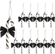 Decorazione di Natale a forma di albero 12 pezzi con candele, nastri e candelabri - nero, decorazione e ornamento con corda