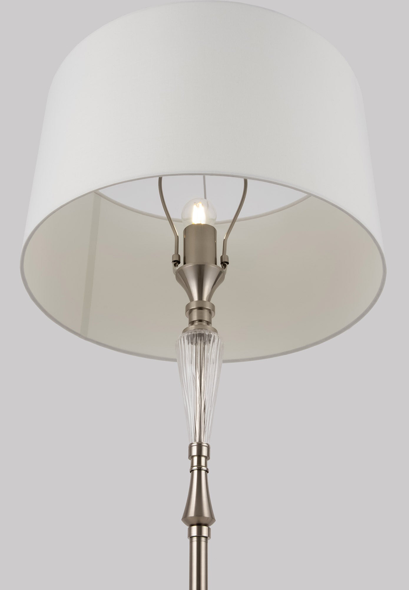 Lampada da terra Neoclassic in Metallo e Vetro Alicante Nickel