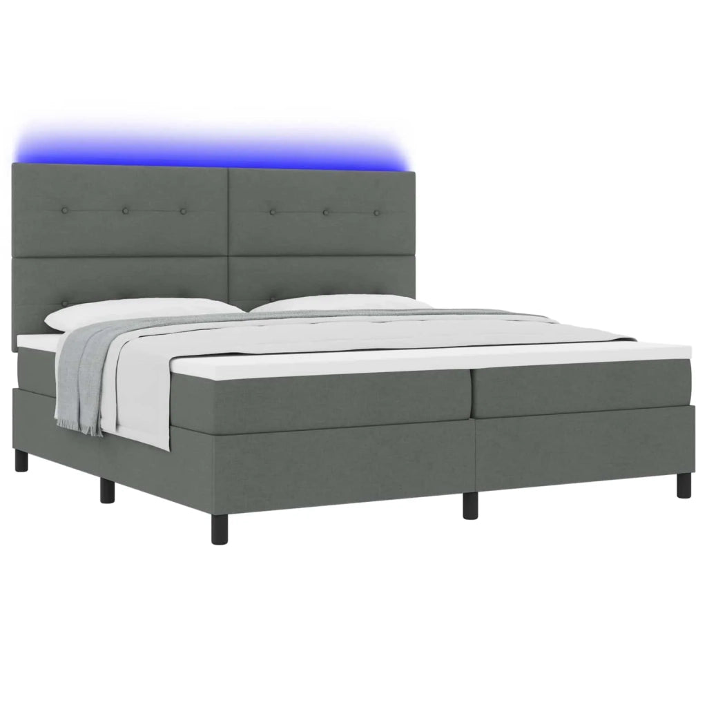 Letto a molle con strisce LED Grigio scuro 200 x 200 cm Tessuto 3342894
