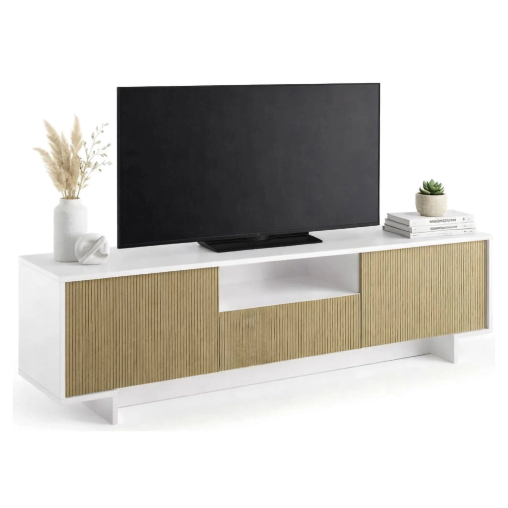Atina, Mobile Porta tv un Cassetto Made in Italy, 170x42x48h cm Bianco