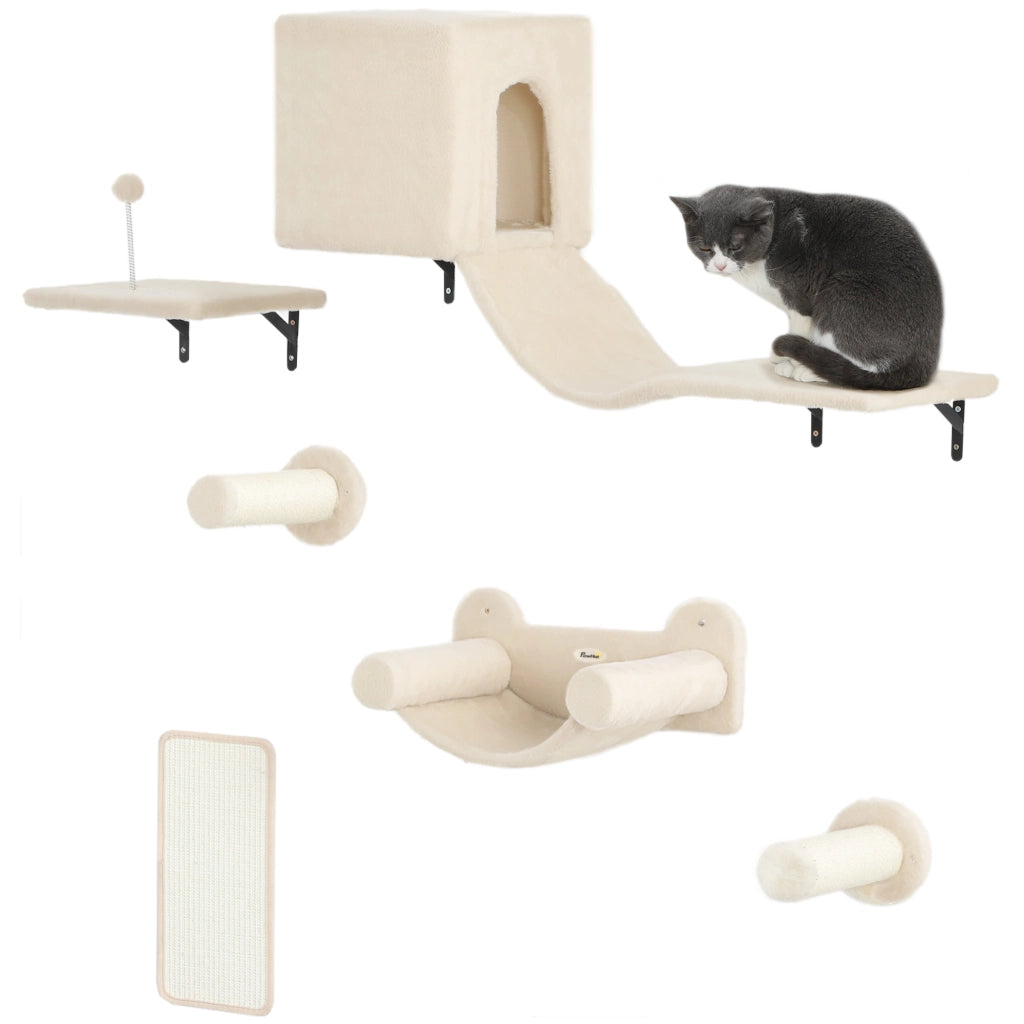 Gioco per Gatti da Parete con Piattaforma Amaca e Graffiatoio ¨C zephmum ¨C Beige