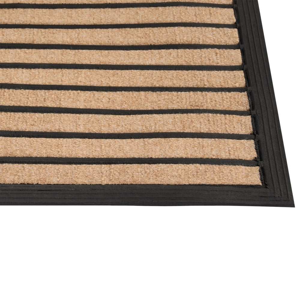 Zerbino in poliestere naturale con fondo in gomma nera antiscivolo 45 x 75 cm motivo a strisce Decorazione moderna per interni