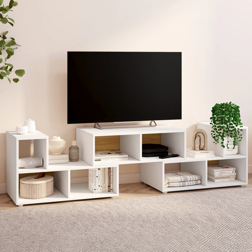 IDMarket - LEONARD Mobile TV modulare a 3 pezzi per soggiorno, camera da letto e studio, 140-205 x 30 x 43 cm