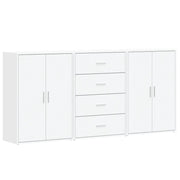 Credenze 3 pz | Madia | Buffet da pranzo | Armadio da pranzo Bianche 60x31x84 cm in Legno Multistrato