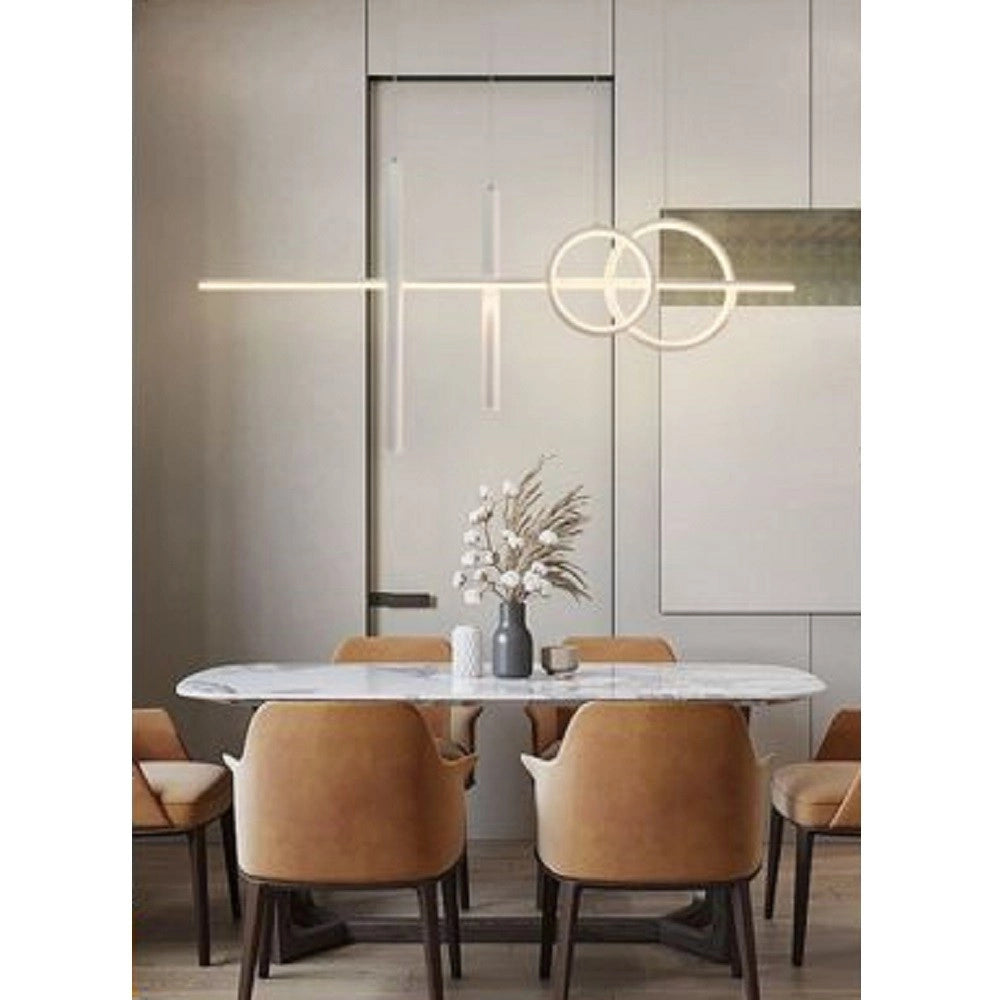 Trade Shop - Lampadario Sospeso Con Anelli Punto Luce Cilindri Luce 6500k 4000k 3000k Lp-42b -