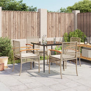 Set da Pranzo da Giardino 5 pz con Cuscini Beige in Polyrattancod mxl 114832