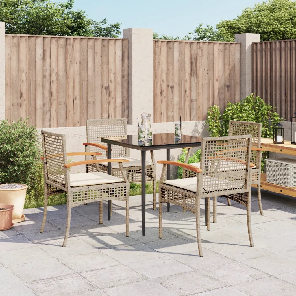 Set da Pranzo da Giardino 5 pz con Cuscini Beige in Polyrattancod mxl 114832