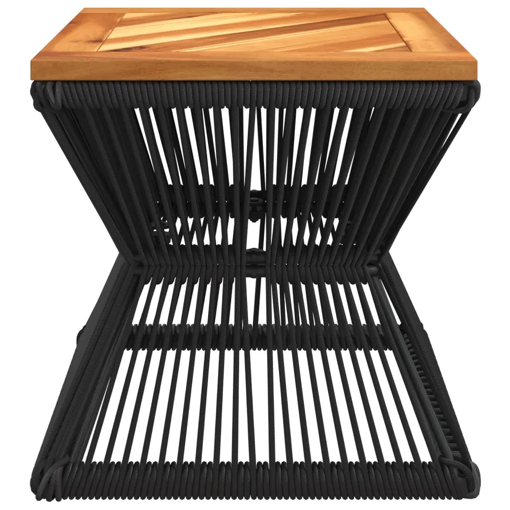 Tavolino-Tavolino da soggiorno-Tavolo Base in Filo Metallico Nero 38x38x38cm Massello Acacia