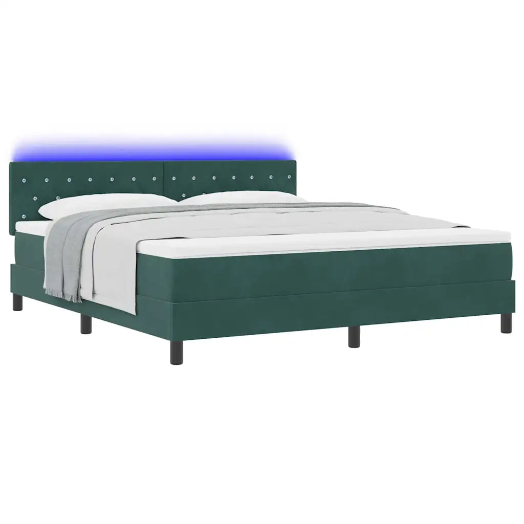 Letto a Sorgente LED con led Verde Scuro 180 x 200 cm Velluto 3342605