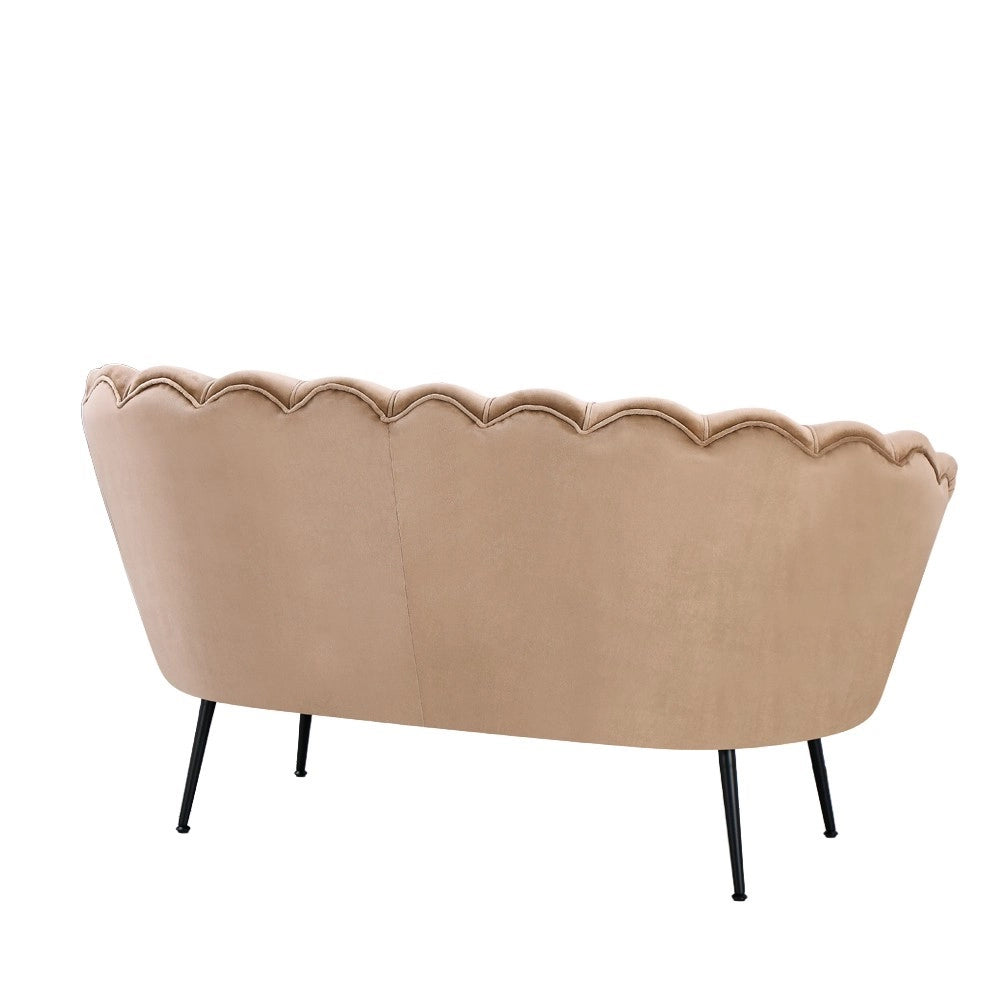 Divano 2 Posti Orel a Conchiglia in Velluto Beige – Design Elegante e Avvolgente