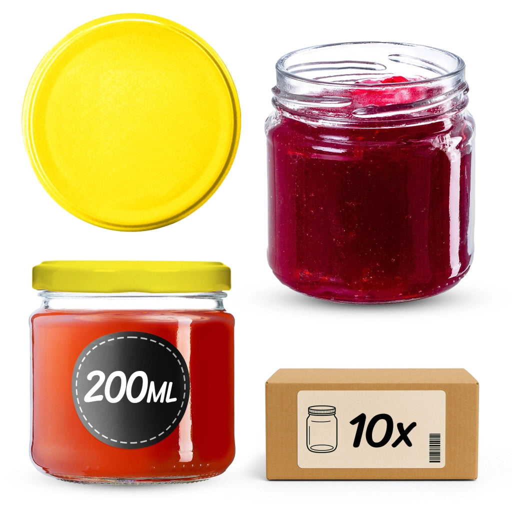 Barattoli per conserve KADAX Lerma 200ml 10 pezzi 66mm + coperchi "Giallo"