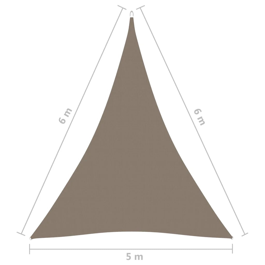 Vela ombreggiante triangolare in tessuto Oxford 5 x 6 x 6 m tortora 02_0009931