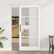 Porta Scorrevole con Set Hardware 'ORKDAL'Legno Massello Bianco e Vetro