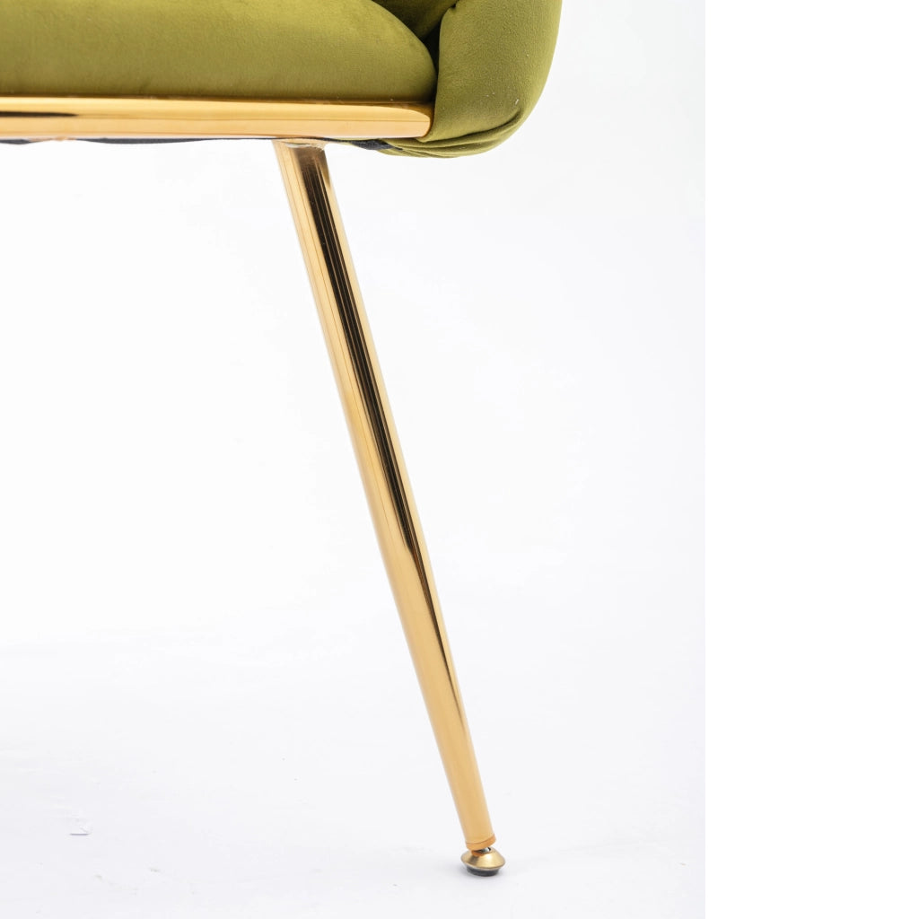 Sedia d’accento moderna in velluto con struttura in metallo, colore oliva, per soggiorno e camera da letto