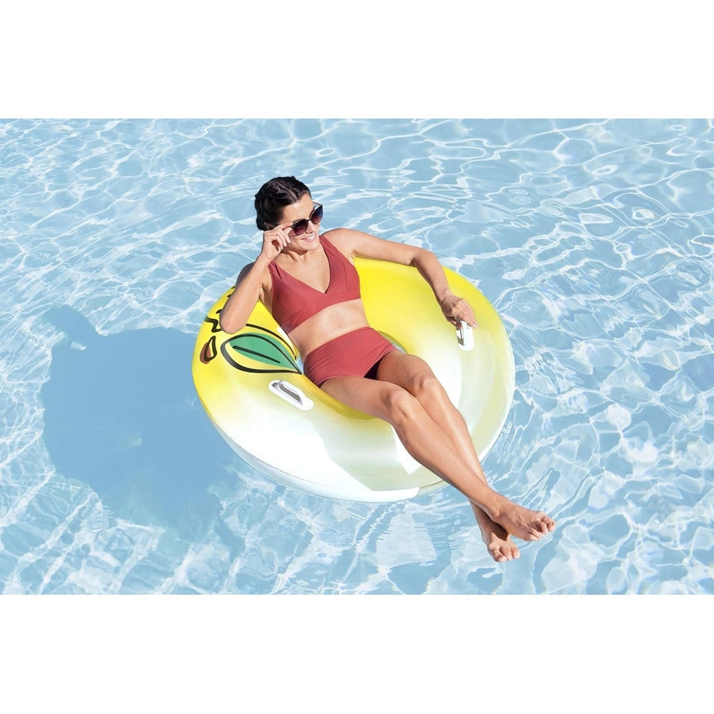 Trade Shop - Salvagente Gonfiabile Galleggiante Grafica Limone Fresh Squeeze Lemon Con Maniglie 36448 -