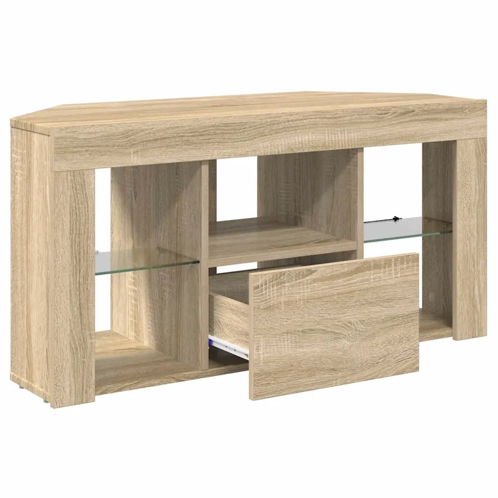 Mobile TV LED-Credenza per TV con LED-Console TV Angolare Rovere Sonoma 102 x 40 x 50 cm