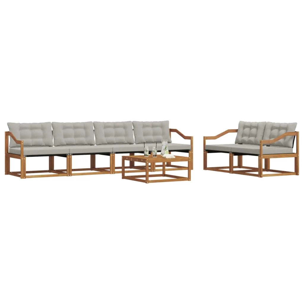Set di divani da esterno 7 pcs Grigio Naturale e Chiaro 3369226