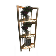 Trade Shop - Scaffale Angolare 3 Ripiani Legno X Decoupage Mensola Richiudibile Porta Piante -