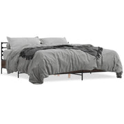 Letto matrimoniale | Letto per adulti | Giroletto Rovere Marrone 200x200cm in Legno Multistrato Metallo