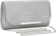 Clutch per donna in PU e pelle con catena in argento, tasca da sposa elegante, tasca da braccio per donna, piccola tasca da spalla per donna, modello #1