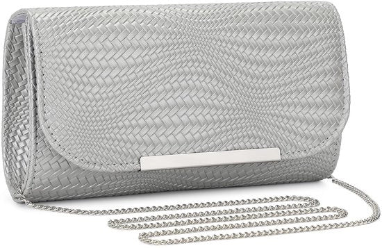 Clutch per donna in PU e pelle con catena in argento, tasca da sposa elegante, tasca da braccio per donna, piccola tasca da spalla per donna, modello #1