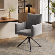 SEDIA girevole 360° in velluto grigio con braccioli Set da 6 pezzi