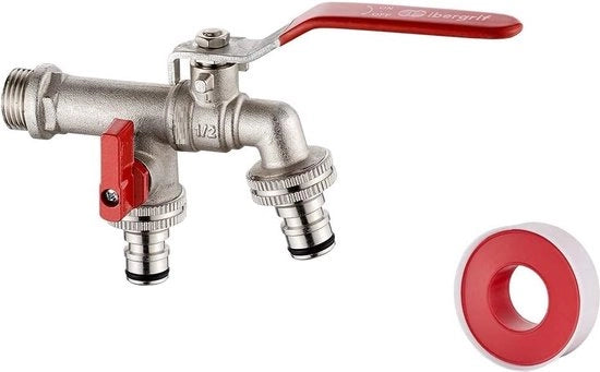 Doppio manometro pompa acqua 1/2 pollici con connessioni a sfera - manometro resistente al freddo -10℃, alta resistenza termica 120℃, manometro di arresto senza bolle, manometro esterno in ottone, colore marrone