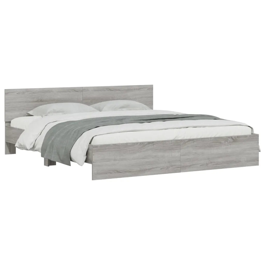 Giroletto con Testiera-Struttura Letto con testiera Grigio Sonoma 200x200 cm