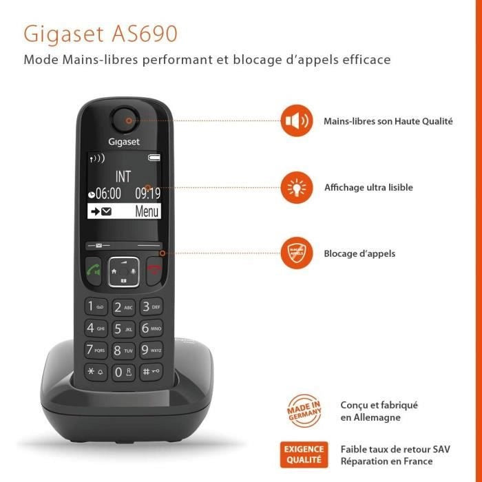 Telefono fisso GIGASET AS690 Trio Nero