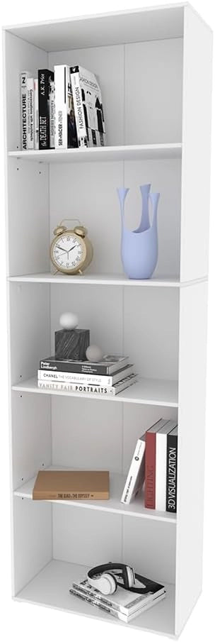 Libreria Bob, Bianco, 60 x 190 cm con 5 scomparti, per la conservazione e la presentazione di libri e raccoglitori
