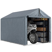 Tenda Garage con Copertura Rinforzata Impermeabile e Ingresso Zip, in Acciaio Zincato, 162x221.5x163 cm, Grigio