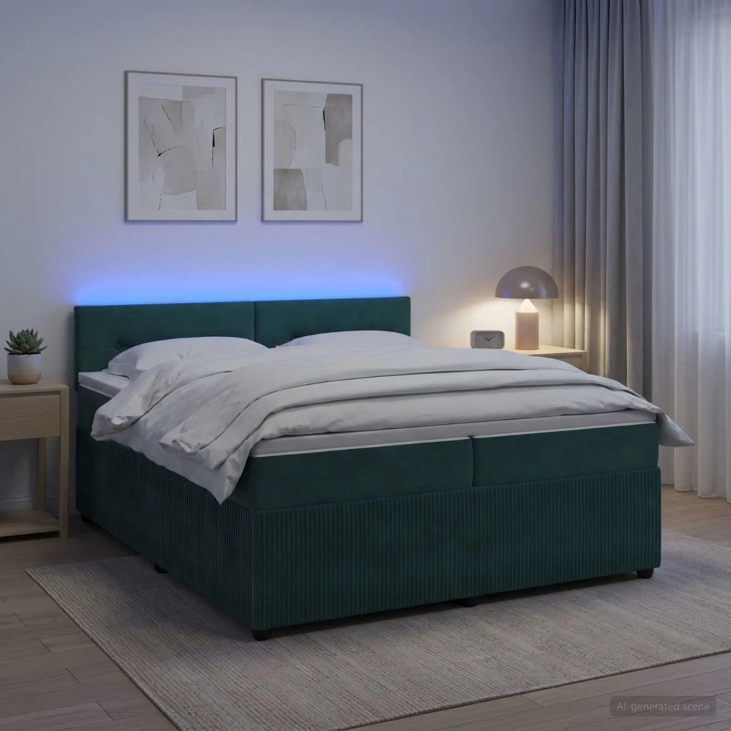 Letto box spring con materasso Verde Scuro 200 x 200 cm Velluto 3453212
