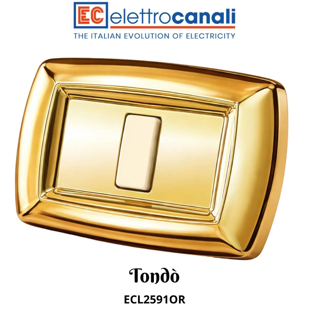 Placca elettrocanali tondò oro in tecnopolimero di alta qualità *** numero posti 1 posto, confezione 1
